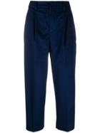 Pt01 Cropped-length Tailored Trousers - Blue