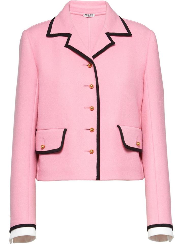 Miu Miu Contrast Trim Cropped Jacket - Pink