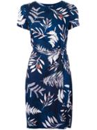 Diane Von Furstenberg Leaf Print Fitted Dress, Women's, Size: 4, Blue, Silk
