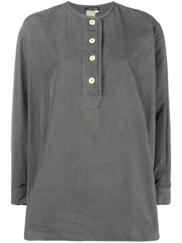 Giorgio Armani Vintage Grandad Collar Shirt - Grey