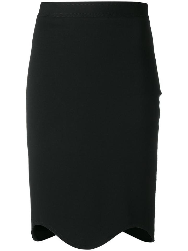 Givenchy Curved Hem Knee Length Skirt, Women's, Size: 38, Black, Viscose/polyamide/spandex/elastane/silk