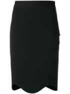 Givenchy Curved Hem Knee Length Skirt, Women's, Size: 38, Black, Viscose/polyamide/spandex/elastane/silk