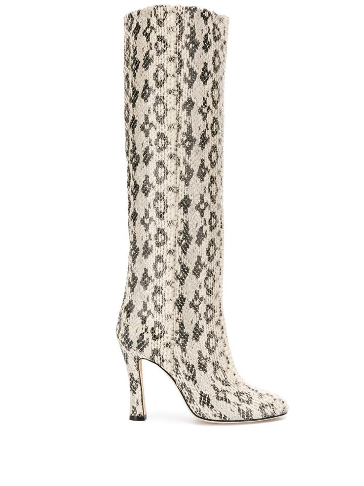 Paris Texas Embossed Snakeskin-effect Boots - Grey