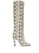 Paris Texas Embossed Snakeskin-effect Boots - Grey