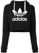 Adidas - Logo Cropped Hoodie - Women - Cotton/polyester - 42, Black, Cotton/polyester