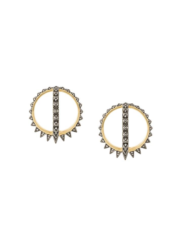 Noor Fares 18kt Gold Merkaba Creoles Earrings - Black