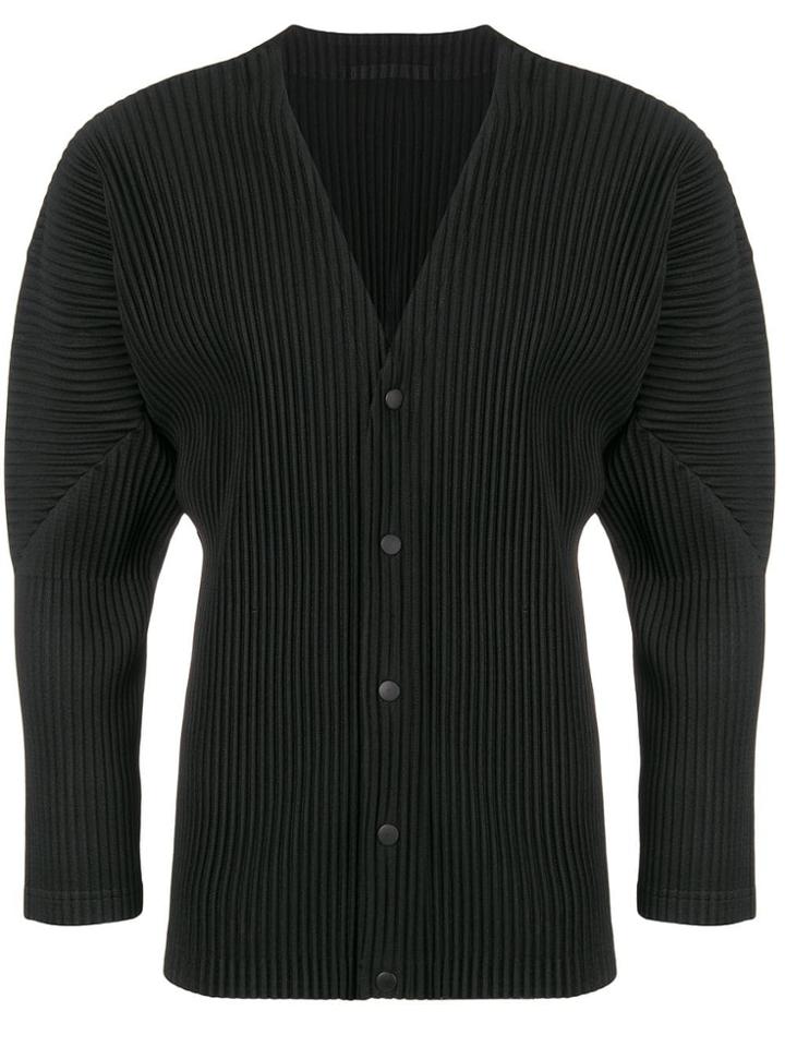 Homme Plissé Issey Miyake Panelled Button Up Cardigan - Black