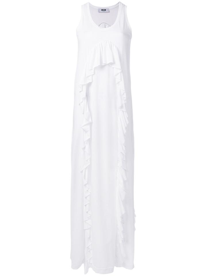 Msgm Frill-detail Maxi Dress - White