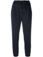 Brunello Cucinelli Stripe Appliqué Trousers, Women's, Size: 38, Blue, Virgin Wool/cotton/polyester/cupro
