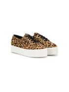 Superga Kids Leopard Print Chunky Heel Sneakers - Brown
