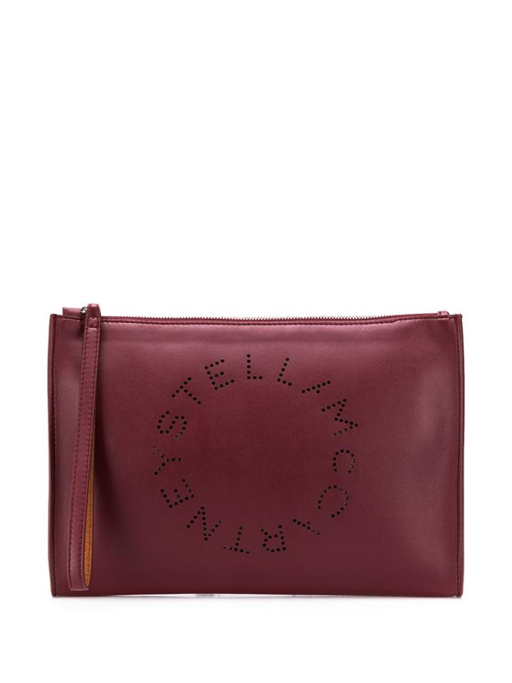 Stella Mccartney Large Perforated-logo Clutch - Red