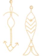 Tory Burch Beaded Fish Statement Earrings - Gold