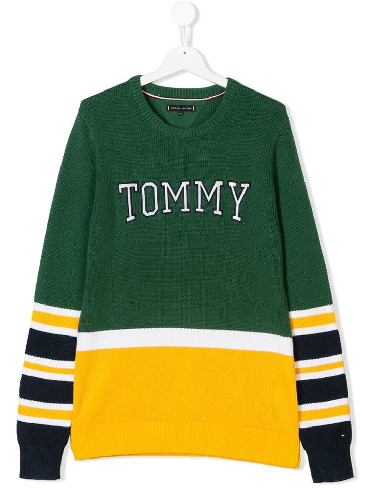 Tommy Hilfiger Junior Teen Block Colour Jumper - Green