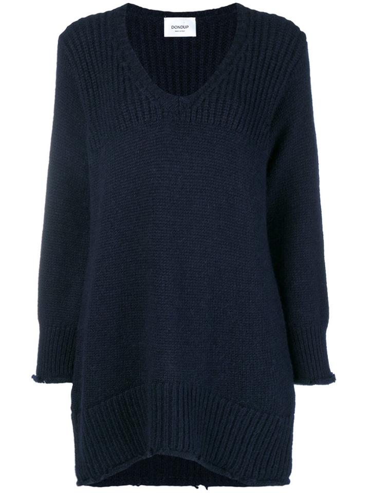 Dondup Frayed Hem Oversized Sweater - Blue