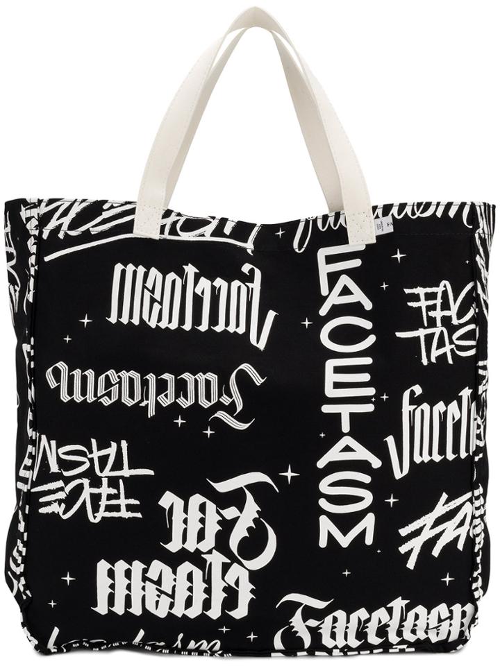 Facetasm Logo Printed Tote - Black