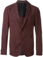Z Zegna Checked Blazer, Men's, Size: 44, Red, Silk/linen/flax/polyamide/wool