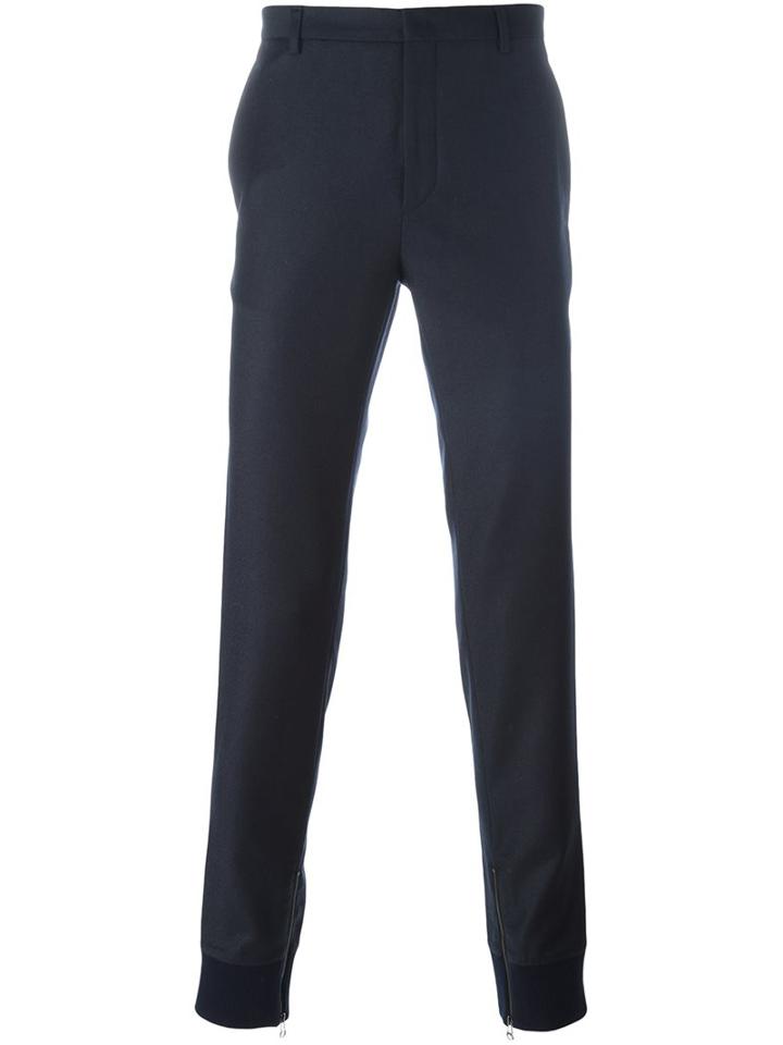 Lanvin Tailored Detail Track Pants, Men's, Size: 44, Blue, Cotton/acrylic/wool