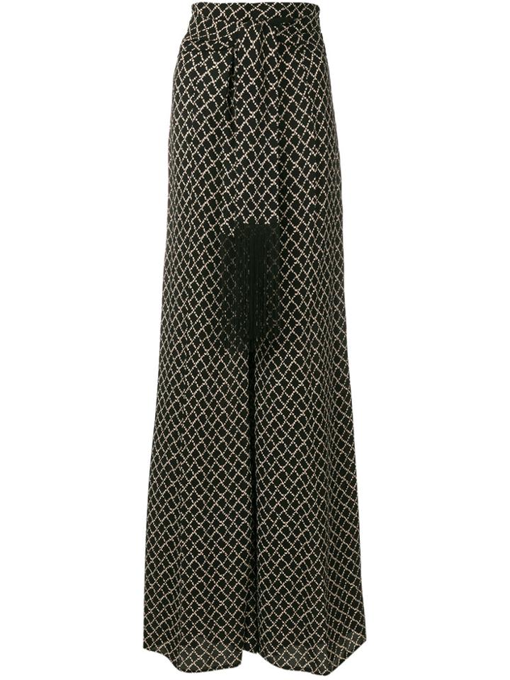Elisabetta Franchi Printed Palazzo Trousers - Black