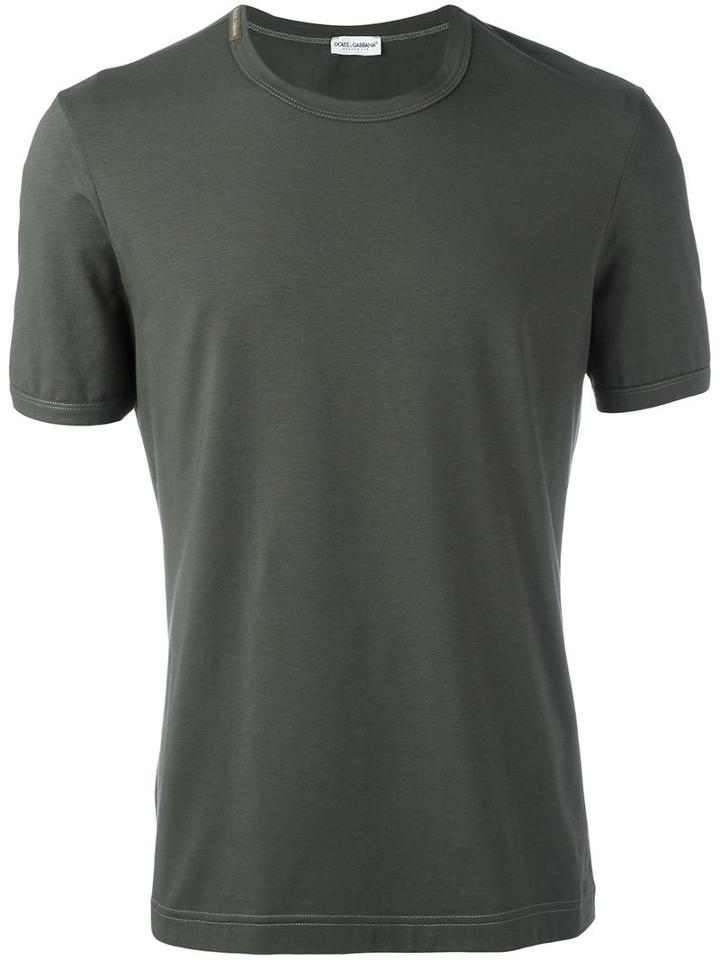 Dolce & Gabbana Underwear Round Neck T-shirt, Men's, Size: 3, Green, Cotton/spandex/elastane