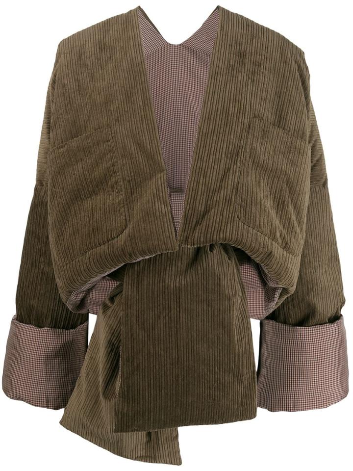 Asai Corduroy Cropped Puffer Jacket - Green