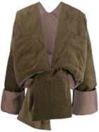 Asai Corduroy Cropped Puffer Jacket - Green