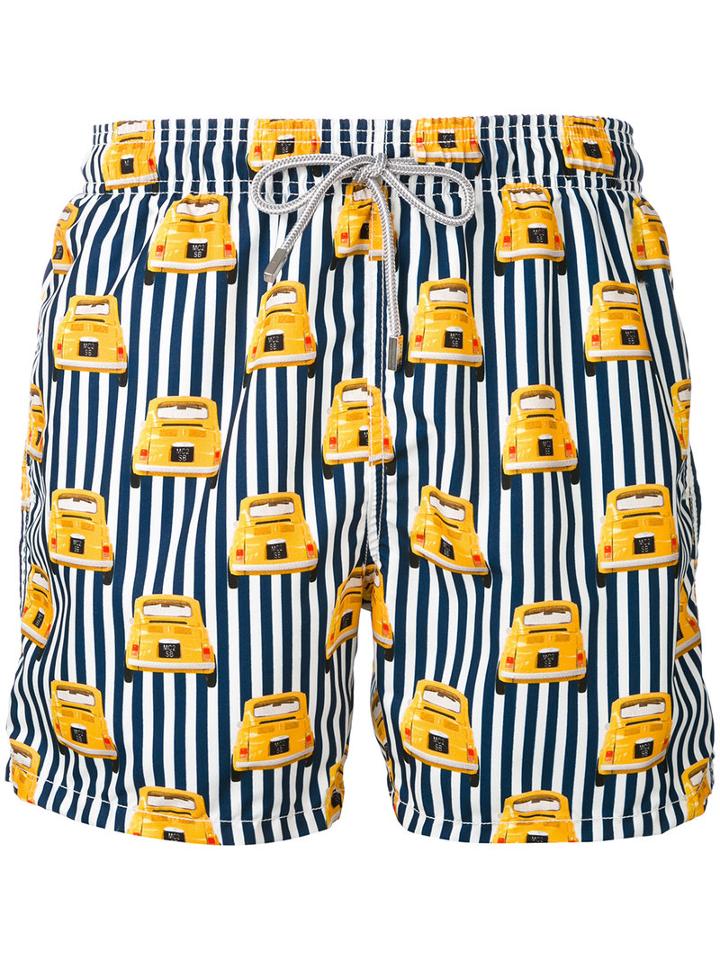 Mc2 Saint Barth - Striped Car Print Shorts - Men - Polyamide/polyester/spandex/elastane - M, Polyamide/polyester/spandex/elastane