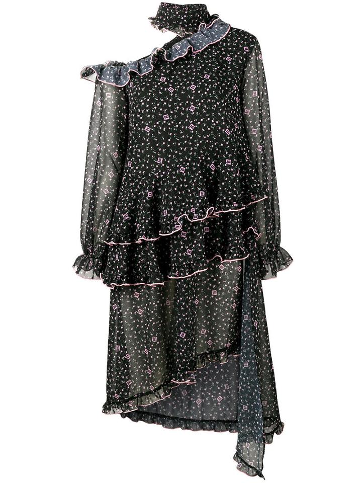 Sandy Liang 'make Love' Ruffled Tunic, Women's, Size: 38, Black, Polyester
