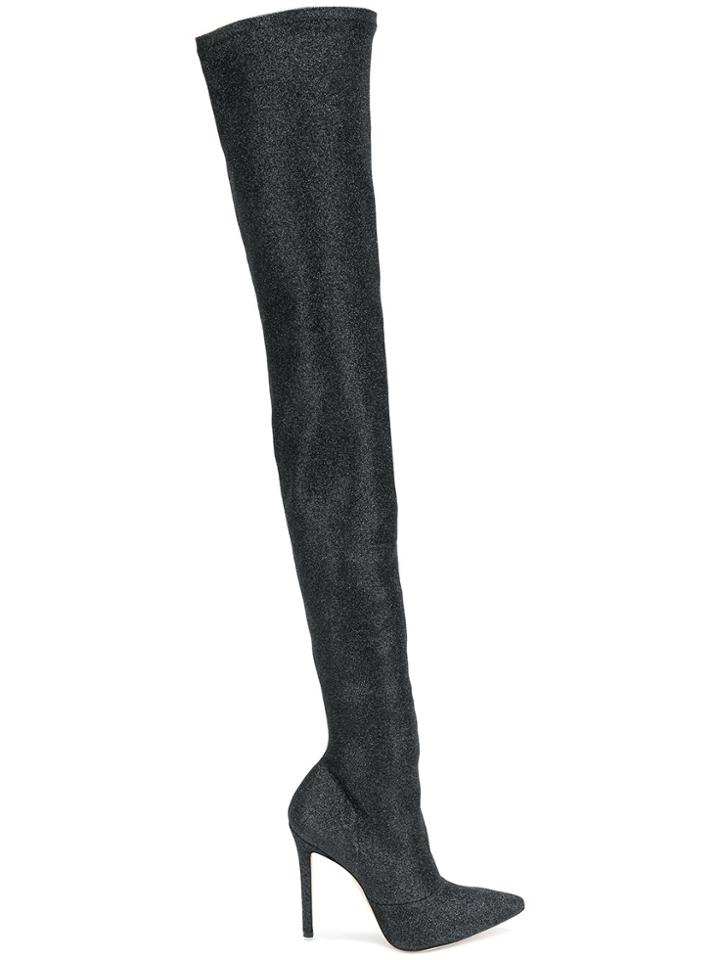 Marc Ellis Glitter Over The Knee Boots - Black