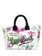 Mc2 Saint Barth Logo Floral Tote - White