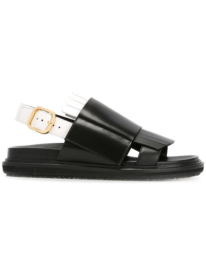 Marni Fringed Fussbett Sandals - Black