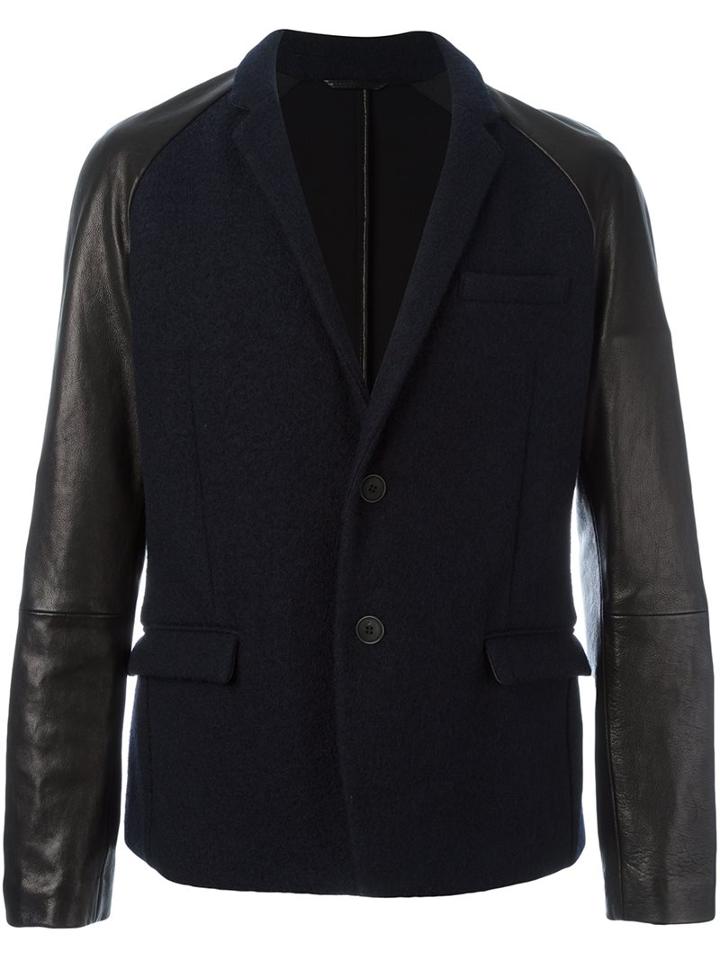 Giorgio Armani Leather Sleeve Blazer