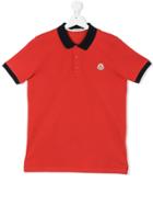 Moncler Kids Contrast Collar Polo Shirt - Red