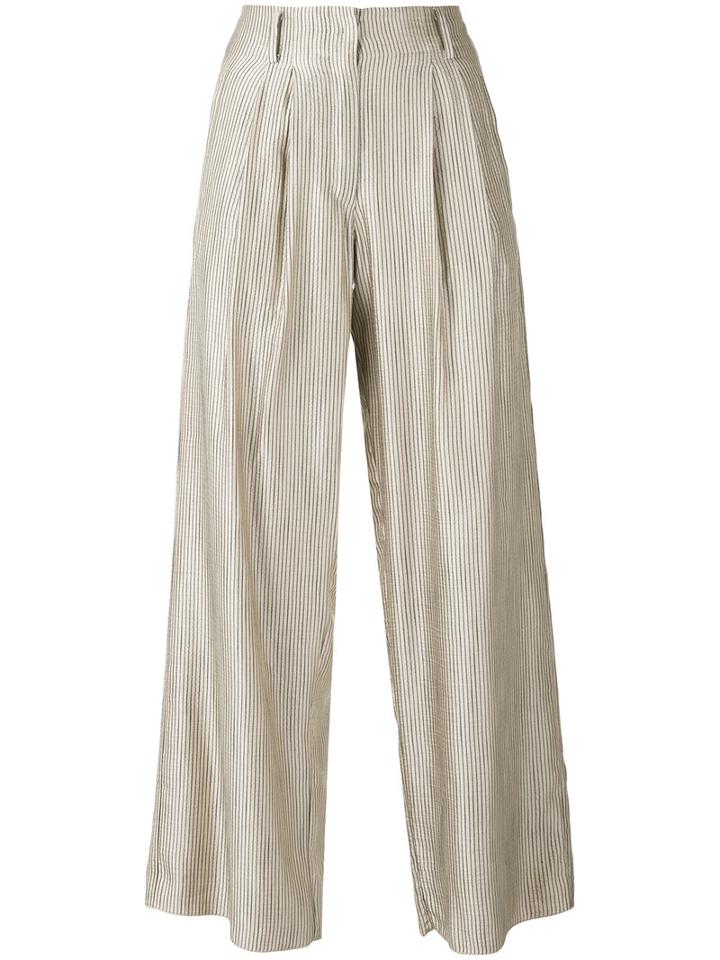 Forte Forte - Striped Palazzo Pants - Women - Cotton/linen/flax/viscose - Iii, Nude/neutrals, Cotton/linen/flax/viscose