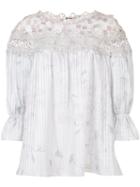 Elie Tahari - Embroidered Blouse - Women - Silk/cotton/polyester - M, Grey, Silk/cotton/polyester
