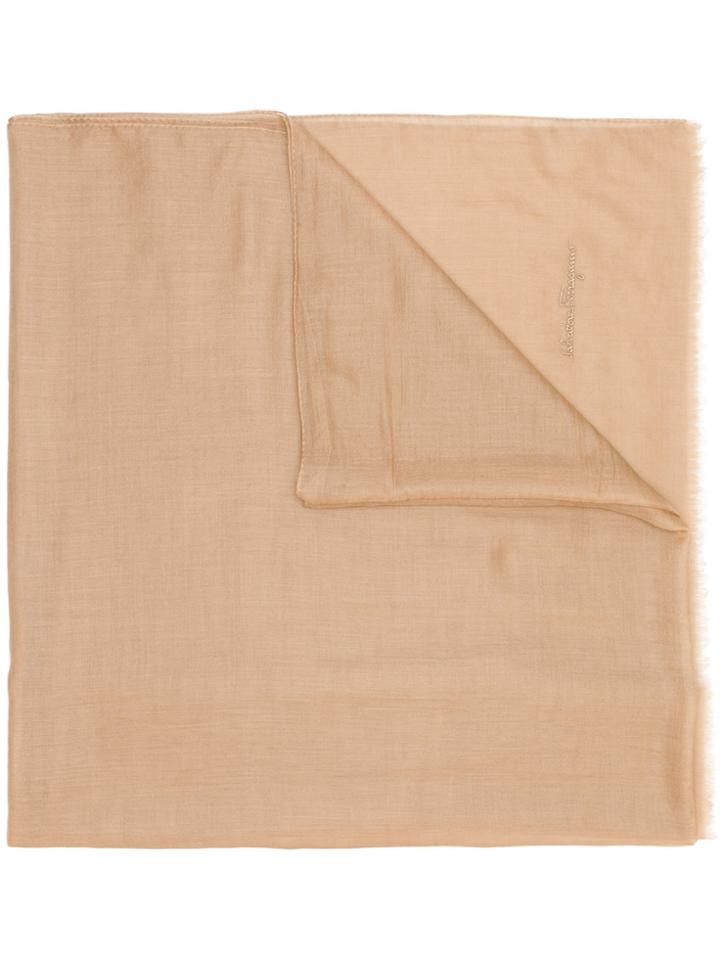 Salvatore Ferragamo Frayed Edge Scarf - Brown