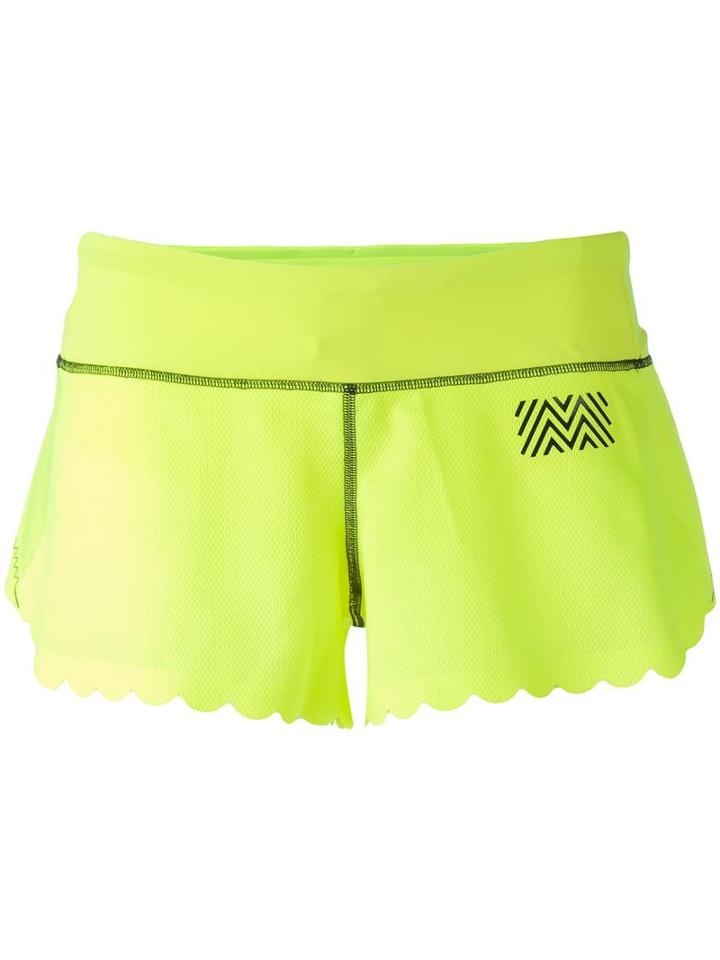 Monreal London Scalloped Trim Shorts, Women's, Size: Small, Yellow/orange, Polyamide/spandex/elastane