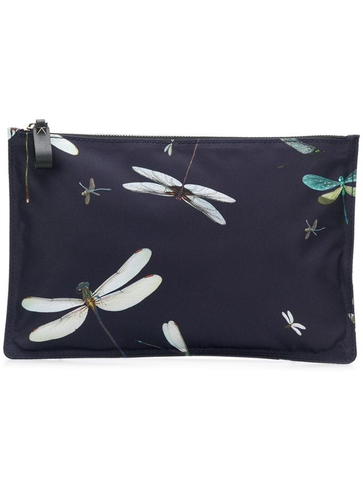 Valentino Dragonfly Print Clutch - Blue