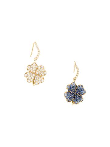 Aurelie Bidermann 'clover' Diamond And Blue Sapphire Earrings, Women's