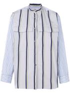 Odeeh Striped Mandarin Collar Shirt - Grey