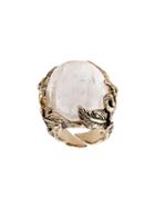 Roberto Cavalli Gemstone Leaf Ring, Women's, Size: 14, Metallic, Metal Other/stone