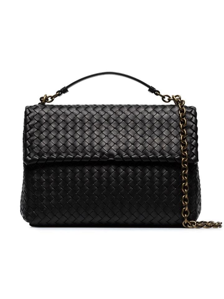 Bottega Veneta Black Olympia Intrecciato Leather Shoulder Bag