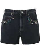 Sonia Rykiel Embellished Denim Shorts - Grey