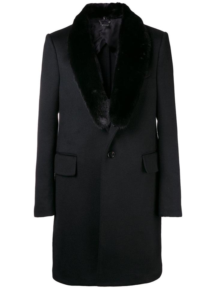 Versace Mink Fur-trimmed Coat - Black