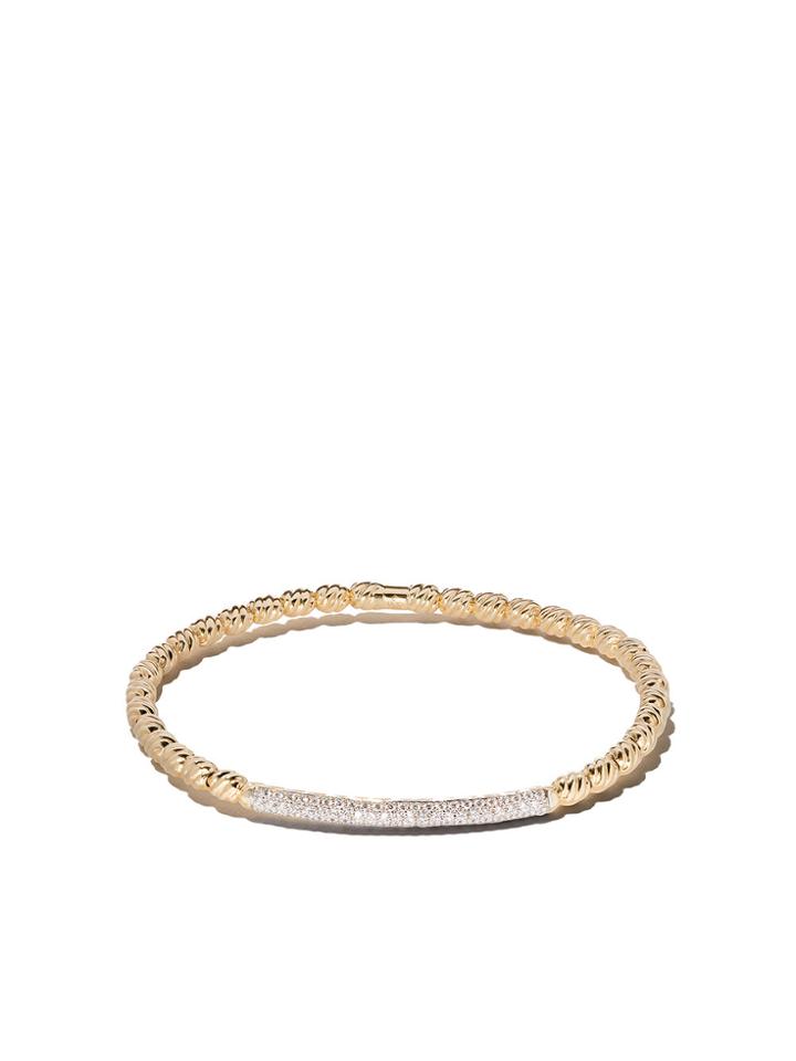 David Yurman 18kt Yellow Gold Petite Pavé Cable Flex Diamond Bangle -
