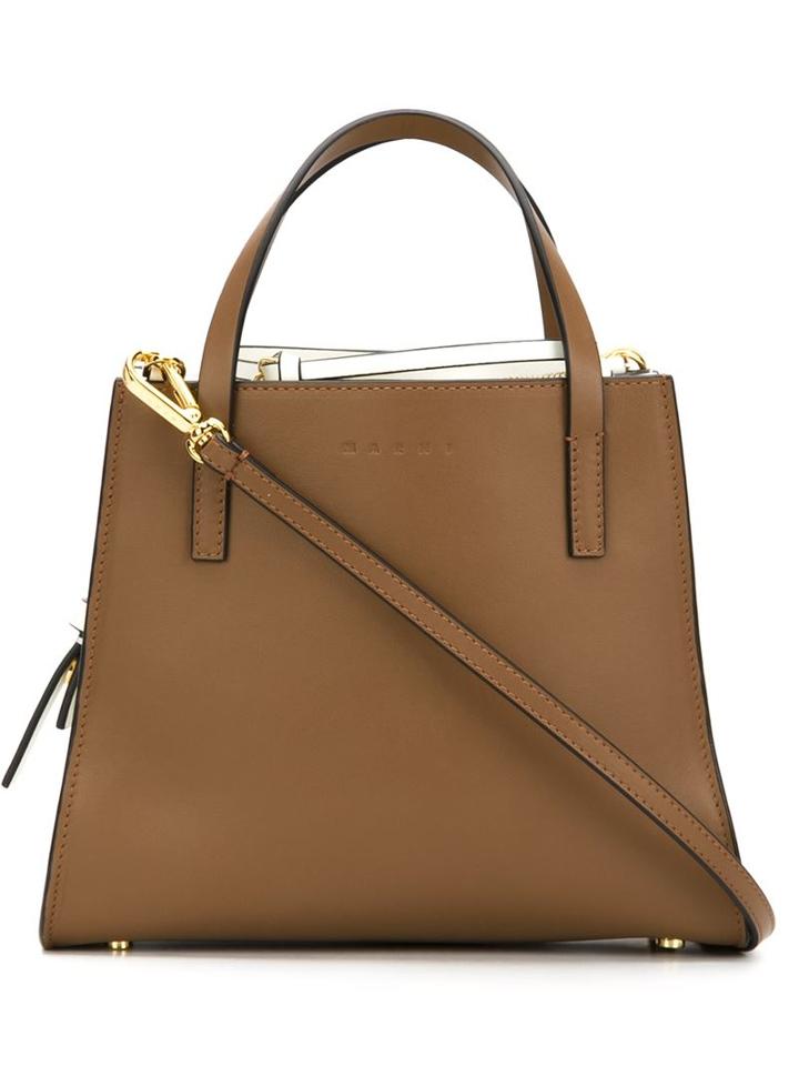 Marni Colour Block Tote, Women's, Brown, Calf Leather