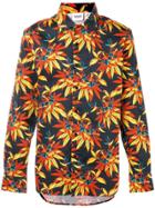 Sss World Corp Leaf Print Shirt - Black