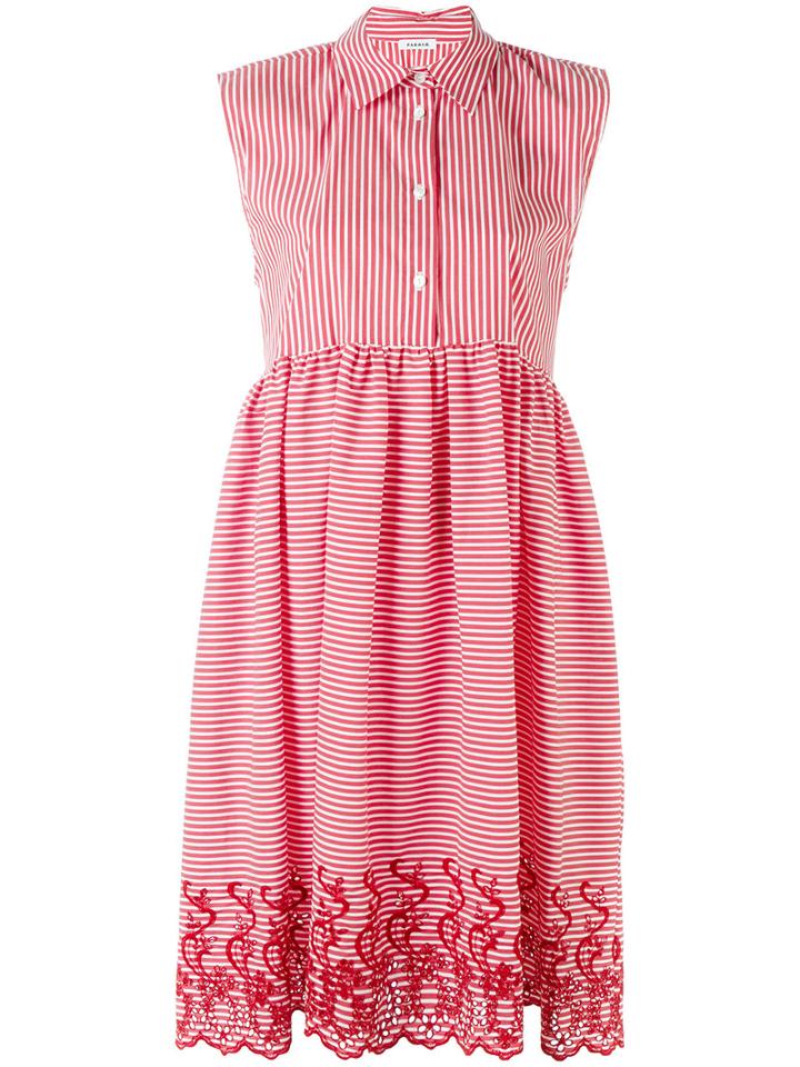 P.a.r.o.s.h. - Striped Sleeveless Midi Dress - Women - Cotton/polyamide/polyester/spandex/elastane - S, Women's, Red, Cotton/polyamide/polyester/spandex/elastane