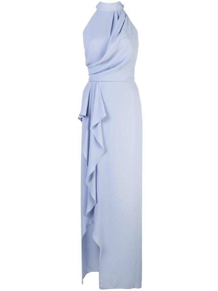Aidan Mattox Ruffle Front Halterneck Dress - Purple