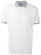 Brunello Cucinelli Contrast Collar Polo Shirt, Men's, Size: Large, White, Cotton