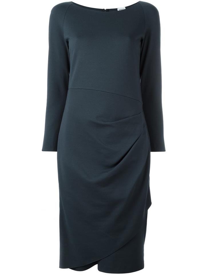 Armani Collezioni Draped Detail Dress, Women's, Size: 48, Blue, Viscose/polyamide/spandex/elastane